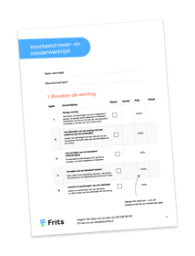 Eerste pagina - Voorbeeld meer- en minderwerk